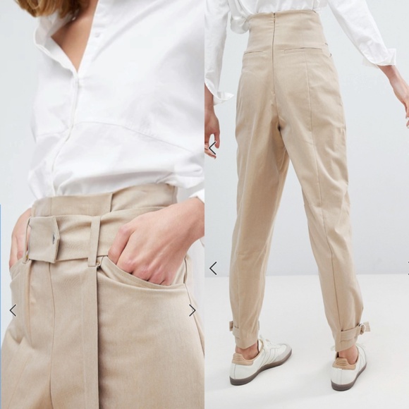 ASOS Khaki Trousers, Tapered Leg with Pockets - Picture 2 of 9